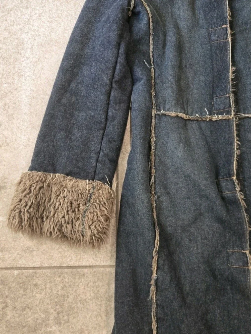 Next Denim Afghan Coat UK Sz 12 Penny Lane